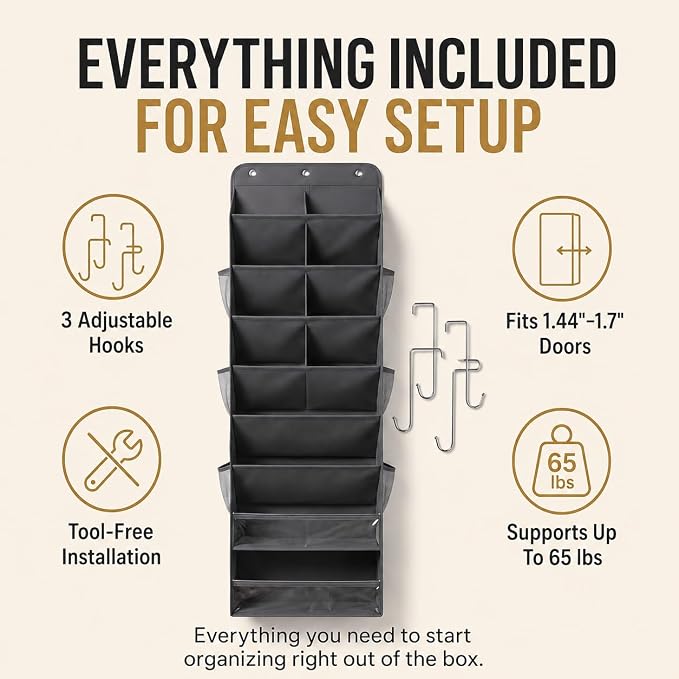 8 Tier Hanging Shoe Organizer – 100D Extra Thick Deep Pockets, Shoe Rack for Closet, Shoe Rack for Entryway, Over the Door Shoe Organizer for Closet with 6 Side Pockets for Boots (Pink)