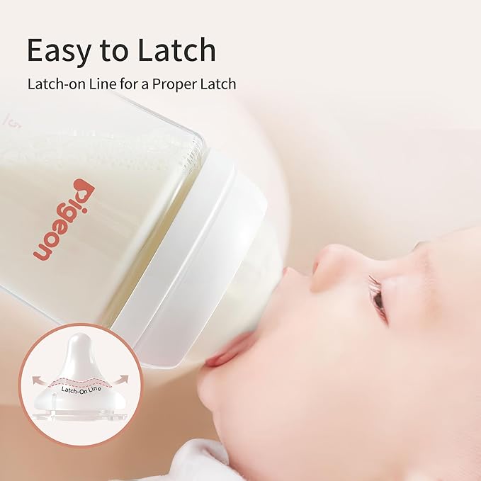 Pigeon PP Nursing Bottle Wide Neck, Anti-Colic, Streamlined Body, Natural Feel, Easy to Clean, 11.2 Oz (Pack of 3), Includes 3pcs L Nipples (6m+)