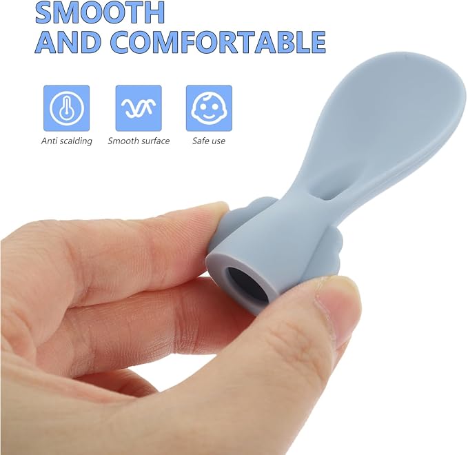 GLEAVI Silicone Baby Feeding Spoon Set with Food Pouch Squeeze Spoon Attachment for Infant Pureed Food Feeding Soft Reusable Infant Feeding Utensils 2-Pack