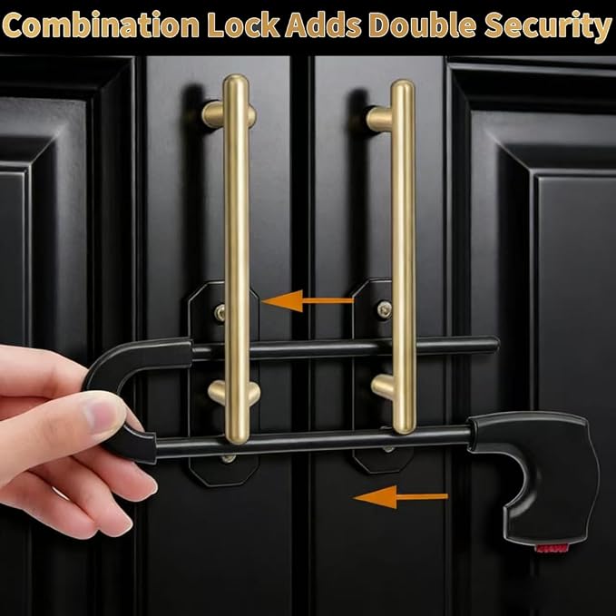 Upgrade 4 Packs Sliding Cabinet Locks, Baby Proofing U-Shaped Child Safety Latches ，Childproof Latches for Knobs, Handles on Kitchen Doors and Home Drawers Closet (Black, 4)