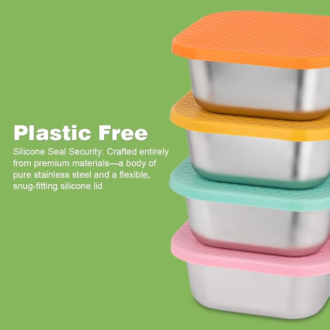 2 Pack Sandwich Containers: 30oz Stainless Steel Lunch Box with Silicone Lids, Meal Prep Container Reusable Metal Sandwiches Food Storage for Kitchen & Office Salad Snacks Fruits (Pink/Yellow)