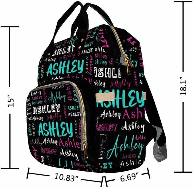 Artsadd Custom Monogram Diaper Back Pack with Thermal Pockets, Blue And Pink Travel Backpack Customized Baby Bags with Name Gift for Women Family Friend