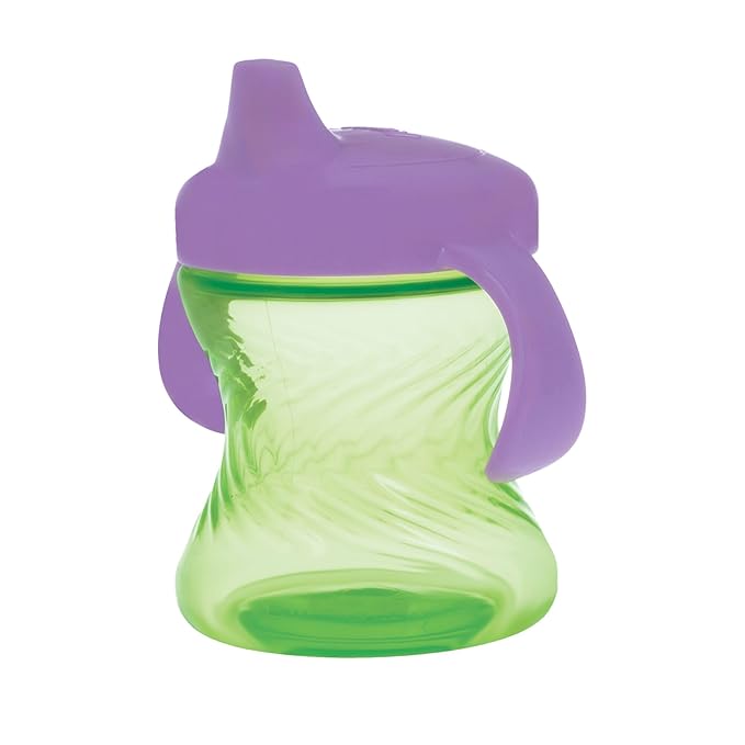 Nuby 2-Handle No-Spill Hard Spout Sippy Cup with Easy Grip - (3-Pack) 7 oz - Baby Sippy Cup with Controlled Sipping for 6+ Months - Pink/Purple/Green