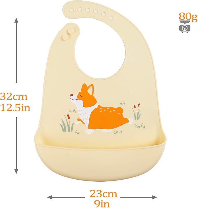 Baby Silicone Feeding Bibs, 3pcs Adjustable Waterproof Bibs for Feeding