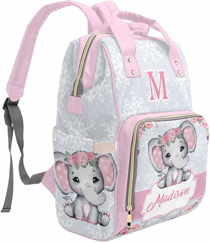 M YESCUSTOM Personalized Baby Diaper Bag Large Capacity Mommy Bags, Animals Baby Backpack Custom Name Backpack Casual Daypack Nappy Bag Gifts for Women Daughter