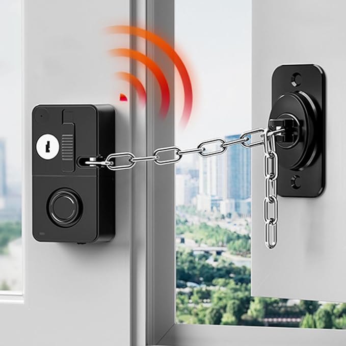 Child Door Lock with Abnormal Alarm, Door Locks for Kids Safety, for Door Monkey, Child Proof Door Lock, Drawers and Child Safety Cabinet Locks, 3M Adhesive No Drilling (Black)
