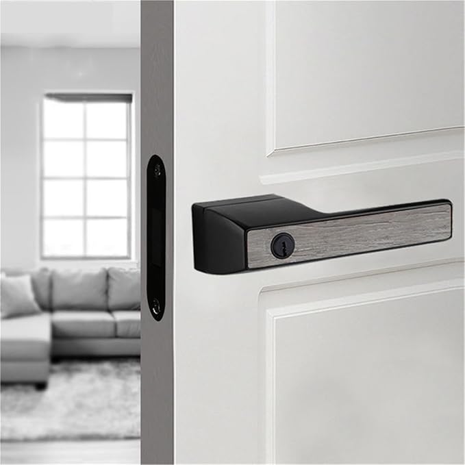 Zinc Alloy Ecological Door Lock Magnetic Suction Mute One Word Lock Modern Minimalist Bedroom Interior Invisible Door Handle 1Pcs(60A1 Black)