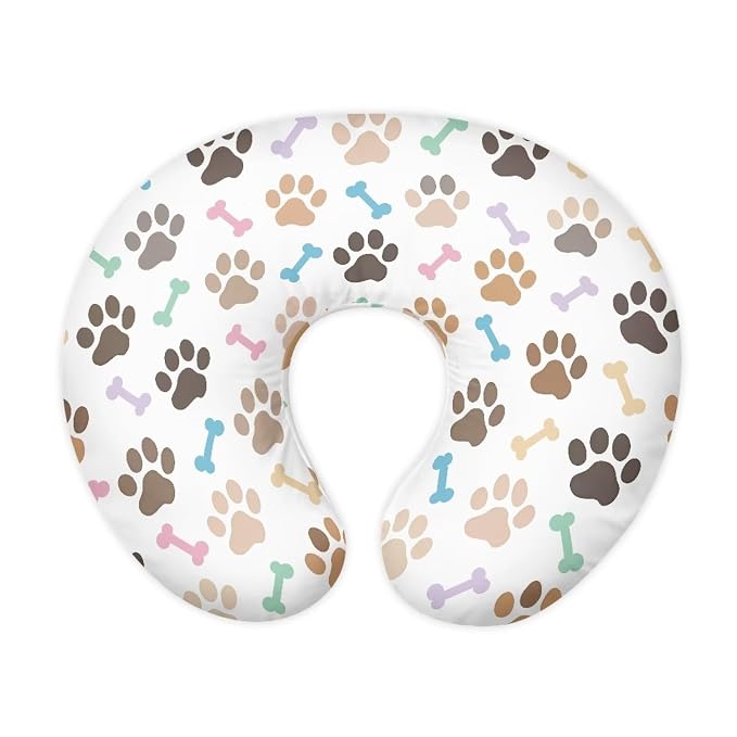 Dog Paw Nursing Pillow Support Cover with Hidden Zipper Ultra Soft Comfortable Breastfeeding and Bottle Feeding Nursing Pillowcase for Baby Boys & Girls, Machine Washable