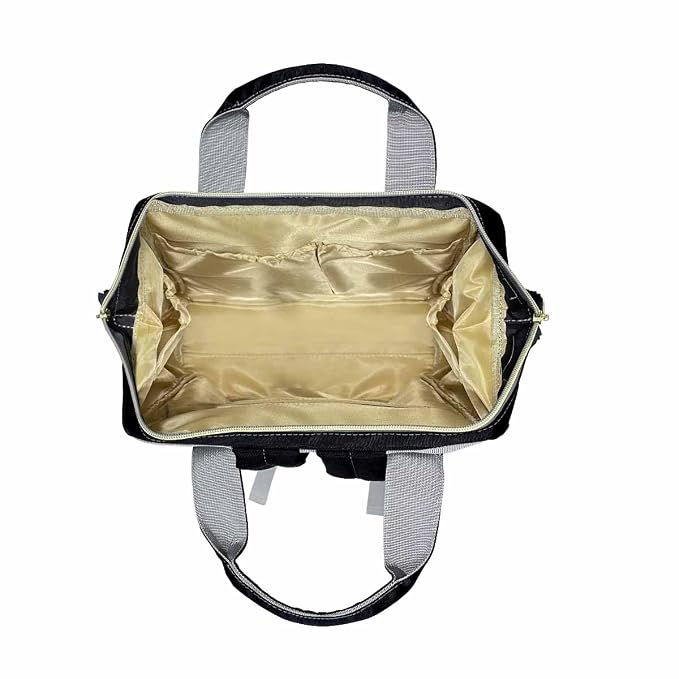 InterestPrint Custom Name Diaper Bag Customized Funny Font Black Mommy Nappy Bag Personalized Nursing Bags with Name Shoulders Bag Laptop Backpack Casual Daypack Travel Bag for Mom Mother Men