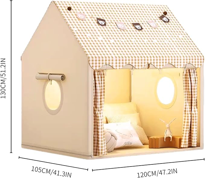 Large Kids Tent,Children's Play Tent, Toy House with Star Light & Birthday Party Decoration, Playhouse, Indoor & Outdoor,Unisex,Birthday Gift for Kids, Khaki