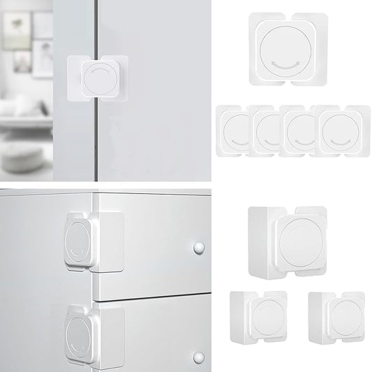 CMINGJ Cabinet Locks(6-Pack) for Babies Baby Proofing Cabinet Child Latches Locks Suitable for Cabinets, Drawer, Refrigerator, and so on.(White) (4 Flat Lock + 2 Right Angle Lock)