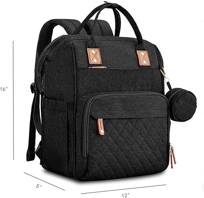 Baby Diaper Bag Backpack with Changing Station Travel Mommy Bags Boys Girls Multifunction Travel Bag Backpack Baby Stroller Large Capacity (3037-Black)