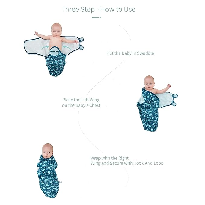 insular Baby Swaddle Wrap, Swaddle Blanket for Newborn and Infant, Adjustable Swaddling Set for Boy and Girl, Soft Cotton Baby Sleep Sack 3 Pack, Bear, Medium(3-6 Month)