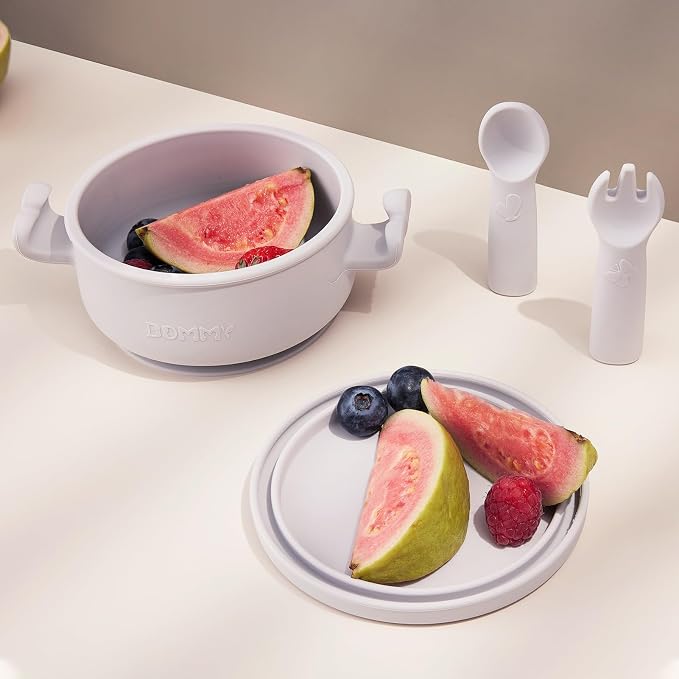 Dommy Baby Suction Bowl Silicone Suction Bowl with Spoon and Fork Baby Bowl with Suction BPA-FREE