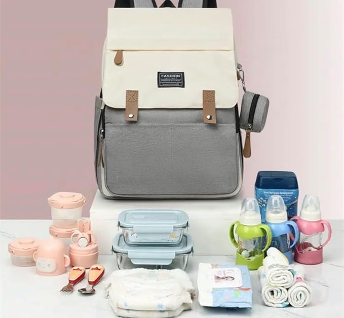Diaper Bag Backpack, Large Capacity Baby Travel Bag with Changing Pad, Waterproof Mommy Backpack with Insulated Bottle Pockets & Stroller Straps, Stylish Baby Bag for Moms & Dads.