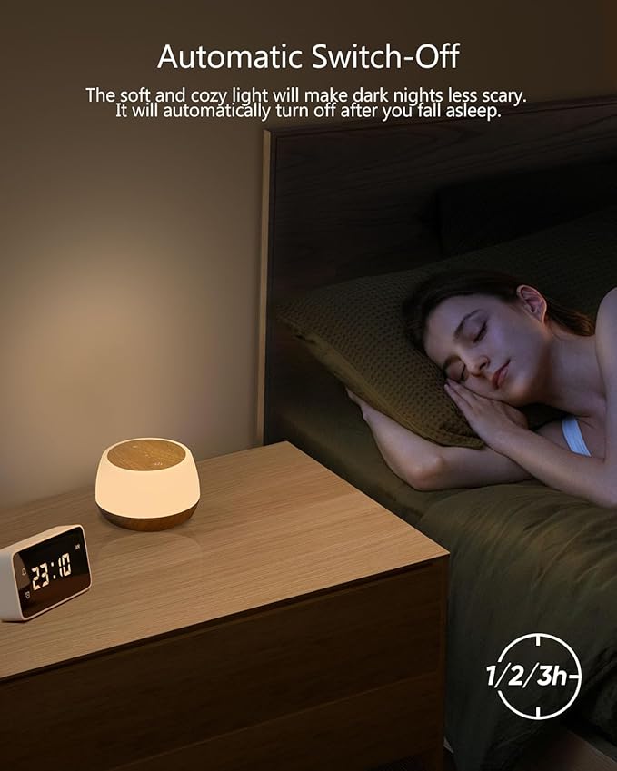 Kids Night Light Touch, Rechargeable Bedside Lamp Stepless Dimmable, 3 Modes & 9 Colors Changing, Portable Touch Table Lamp with Timing & Memory, Soft Eye Caring Night Lamp for Adults
