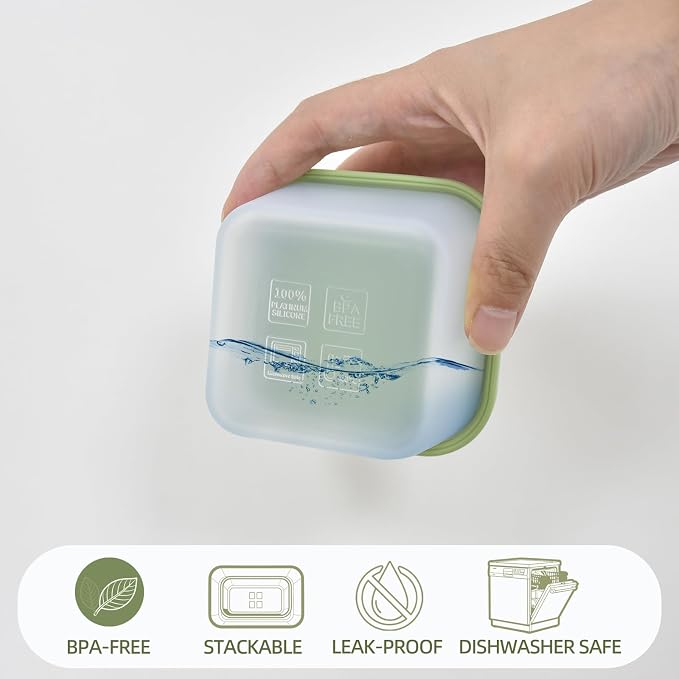 Silicone Food Storage Containers Snack Containers with Lids 5 oz Reusable Small Bento Lunch Snack Pots for Adults & Kids Meal Prep Containers BPA Free 4 Pack