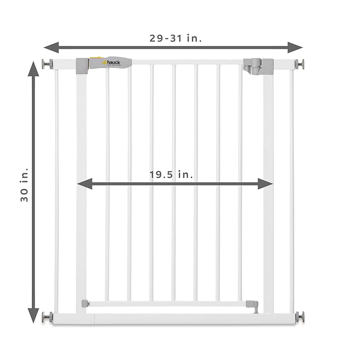 hauck Open N Stop Baby Safety Gate for 29 to 31" Wide Stairs, Hallways & Doorways, White