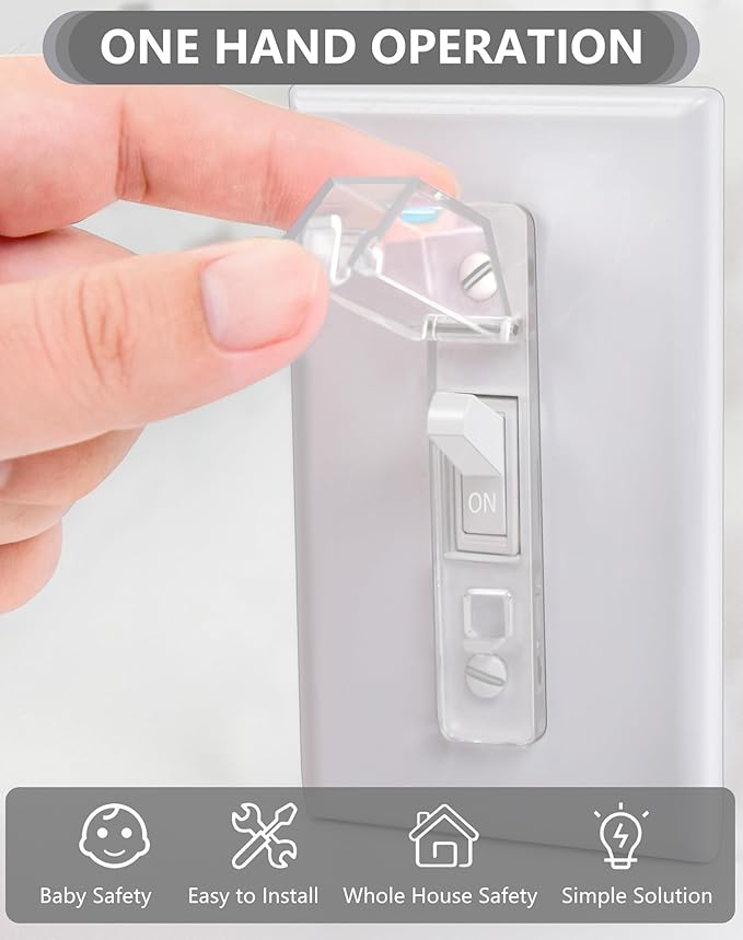 2 Pack Light Switch Cover Guard,Wall Light Switch Lock With Glow In The Dark Effect, Child Proof Wall Switch Cover Keeps Lights or Switches from Being Accidentally Turned ON or OFF （Clear)