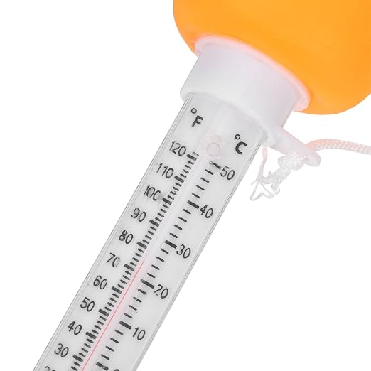 Floating Pool Thermometer Orange with Cartoon Design, Water Temperature Gauge for Bath, Hot Tub and Swimming Pool Use, Easy-Read Floating Bath Thermometer for Newborns