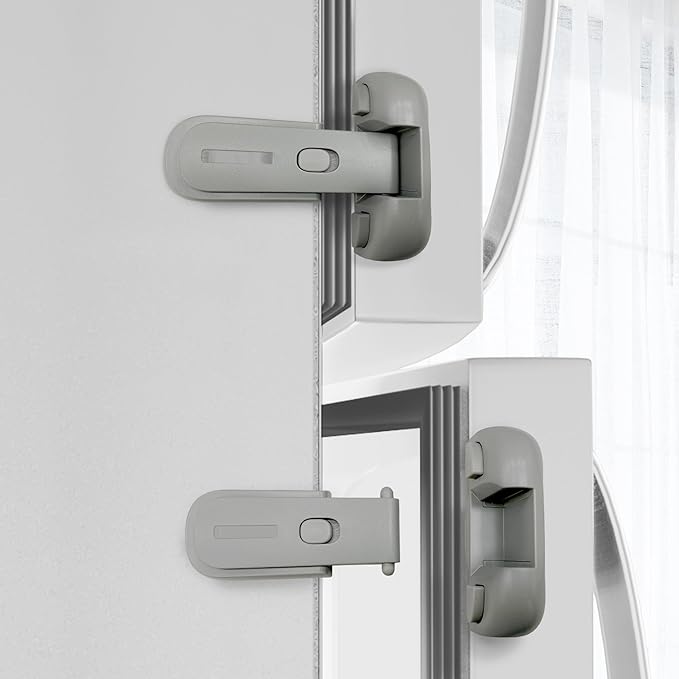 Moonybaby Baby Safety Freezer Door Latches to Keep Closed, Also for Fridge Lock for Kids, 2-Pack, Space Gray