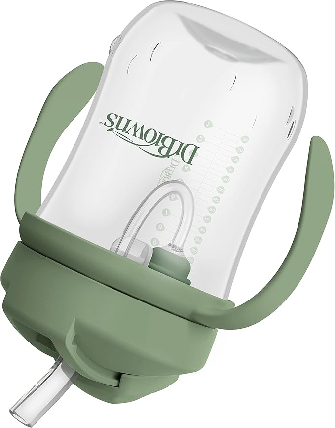 Dr. Brown's Milestones Baby's First Straw Cup, Training Cup with Weighted Straw, 9 oz/270 mL, BPA-free, 6m+, Olive Green, 1-Pack