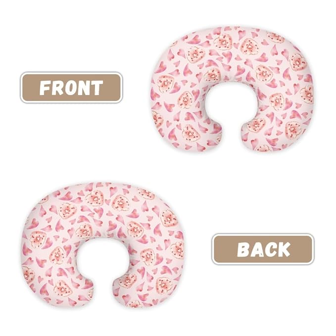 Love Donuts Nursing Pillow Cover Slipcover, Breastfeeding Newborn Infant Feeding Cushion Cover Pillow Slipcovers for Breastfeeding Moms Valentine's Day Decorations