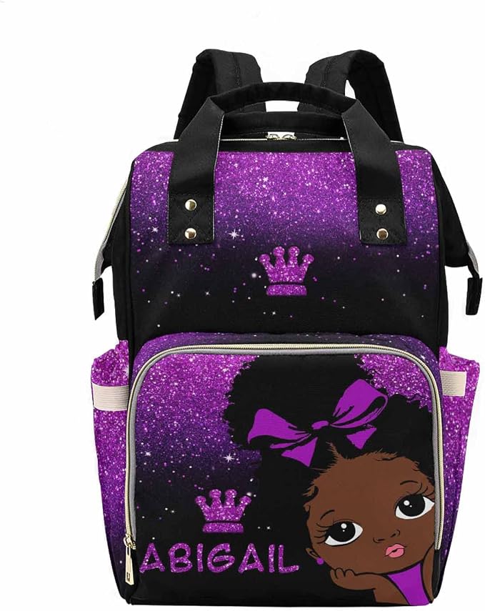 M YESCUSTOM Personalized Baby Bag For Mom Custom Purple Twinkle Diaper Bag with Name Customized Diaper Carrying Bag Newborn Gift for Women