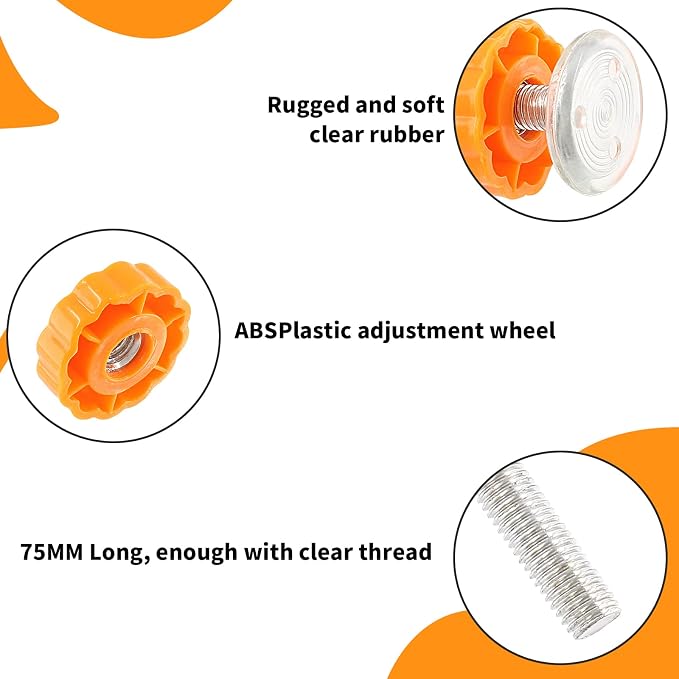 4 Pack Baby Gate Threaded Spindle Rod M10 (10mm) Replacement Hardware Parts Kit for Pressure Mounted Baby & Pet Safety Gates & Stair Gates (10mm, Orange)