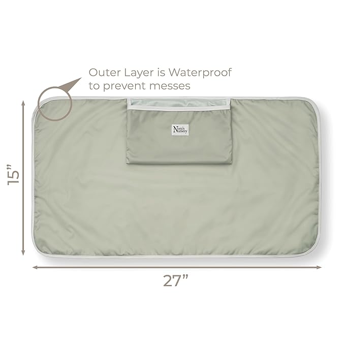 Nora?™s Nursery Portable Baby Diaper Changing Pad - Waterproof Foldable Changing Mat for On-The-Go Diaper Changes - Travel Friendly, Easy Clean, Soft & Durable for Infants and Toddlers - Stone