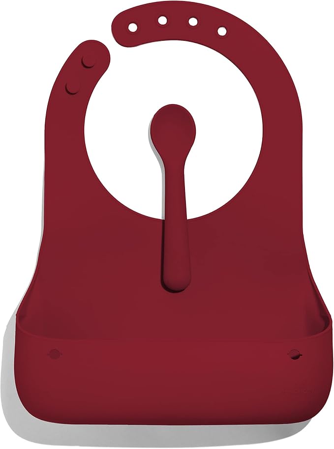 Avanchy Silicone Baby Bibs, Waterproof, Adjustable, BPA Free, Soft Unisex Set for Toddlers with Matching Spoon
