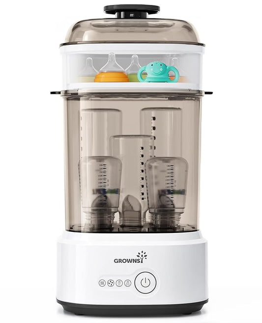 Bottle Sterilizer and Dryer, Compact Electric Steam Baby Bottle Sterilizer (Esterilizador de Biberones), Bottle Sanitizer for Baby Bottles, Pacifiers, Pump Parts Black