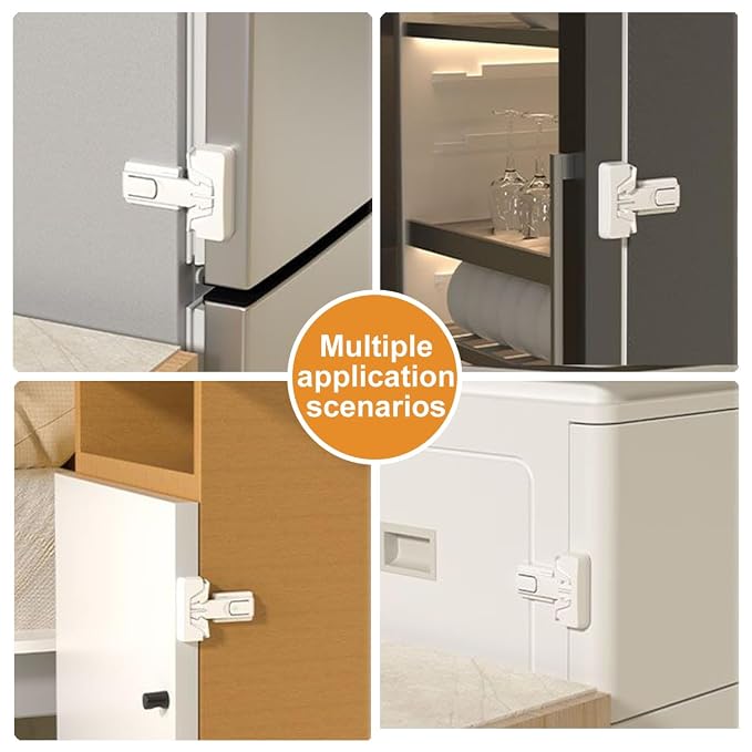2Pack Fridge Locks for Kids, Child Proof Refrigerator Door Locks for Toddler and Baby Safety, Freezer Locks for Kids with Sticky Adhesive for RV Refrigerator, No Tools Required Childproof Locks