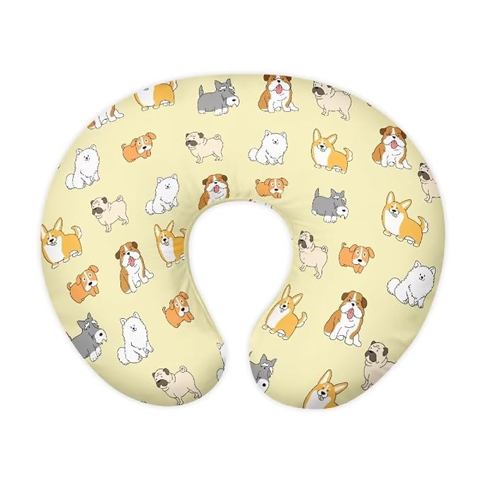 Stretchy Quick-Dry Nursing Support Pillow Slipcovers for Breastfeeding Moms Soft Snug Safe 2 Pack Pillowcase for Neutral Baby Cute Dogs