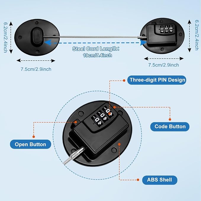 AOSITE Keyless Digital Lock - Multi-Purpose Child Proof Latches for Refrigerator, Freezer, Cabinet, Drawer & Wardrobe, No-Drill Adhesive Safety Lock with Combination Code (1Pack Black)