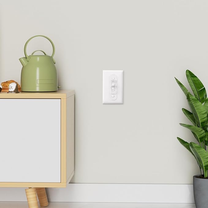 Wall Switch Guard, Childproof Light Switch Cover Guard | Toggle Style | Light Switch Protection | Lock Toggle Switch in On or Off Position | 4 Pack, Clear