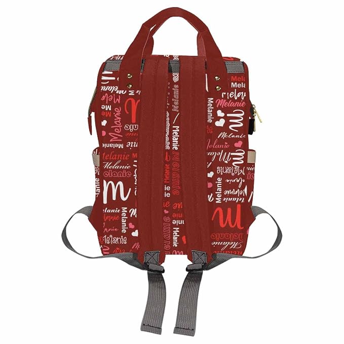 InterestPrint Personalized Monogram Name Custom Nursing Diaper Nappy Casual Daypack Shoulder Backpack Bag for Sister BFF Shopping Present