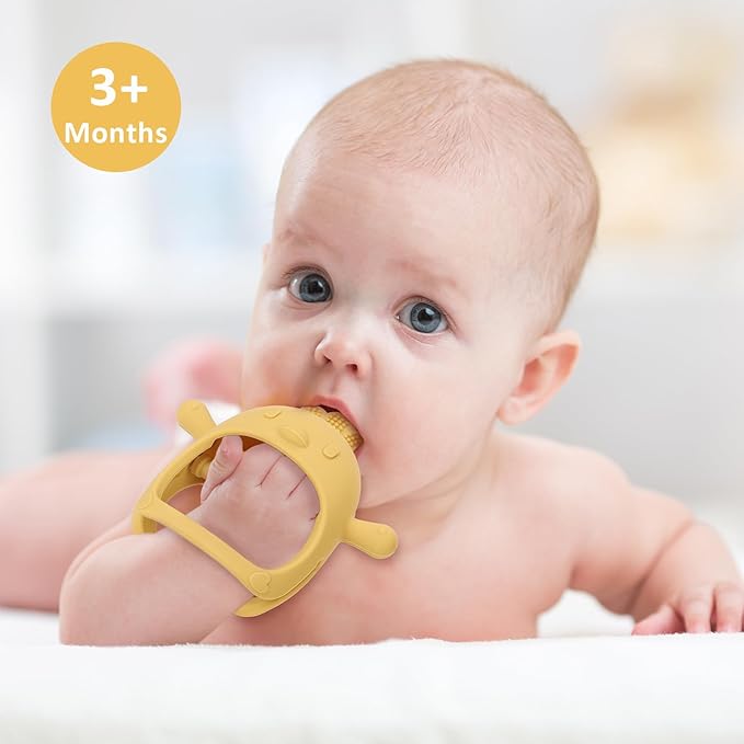 Socub Silicone Baby Teether Toys for Infants 3-6 6-12 Months, BPA Free Anti-Drop Silicone Mitten Teething Toy, Baby Chew Toys for Sucking Needs, Newborn Essentials & Baby Shower Gifts Girls(Olive)