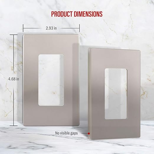 ENERLITES Elite Series Screwless Decorator Wall Plate Child Safe Outlet Cover, Size 1-Gang 4.68" H x 2.93" L, Unbreakable Polycarbonate Thermoplastic, SI8831-NK, Glossy, Nickel