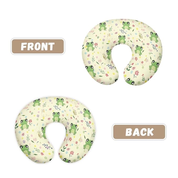 Frog and Floral Breastfeeding Pillow Cover Newborn U-Shaped Breastfeeding Pillowcase Cushion Cover Stretchy Replaceable Pillow Cover Slipcover