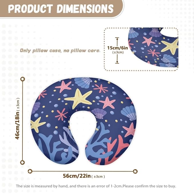 Nursing Pillow Cover Blue Feeding Cushion Cover Travel Pillow Case Cover Dust Cover Protective Breastfeeding Slipcover-Starfish Seashell