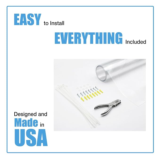 KidKusion Banister Guard for Childproofing and Pet Safety | Made in USA | 15' L x 33" H | Shatterproof Plastic Transparent Roll with Zipties and Hole Punch