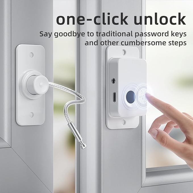 Fingerprint Fridge Lock (2 Pack),Refrigerator Lock with Fingerprint,for Fridge, Cabinet Locks, Drawers, Dishwasher, Toilet and Cabinet Locks Baby Proofing, 3M Adhesive No Drilling (White)