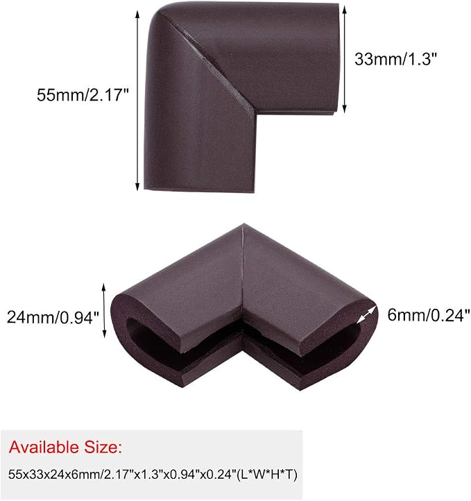 uxcell 4pcs Foam Furniture Desks Table Cover Pads Protectors Corner Cushions Bumper Guards Dark Brown
