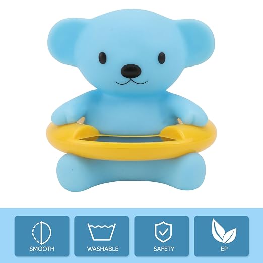 BESPORTBLE Bear-Shaped Bath Thermometer Floating Water Temperature Tester for Safety, Sky-Blue Plastic Bath for Newborns