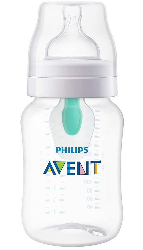 Philips Avent Anti-Colic Baby Bottle with AirFree Vent, 9oz, SCY703/91, 1pk, Clear, SCY703/91