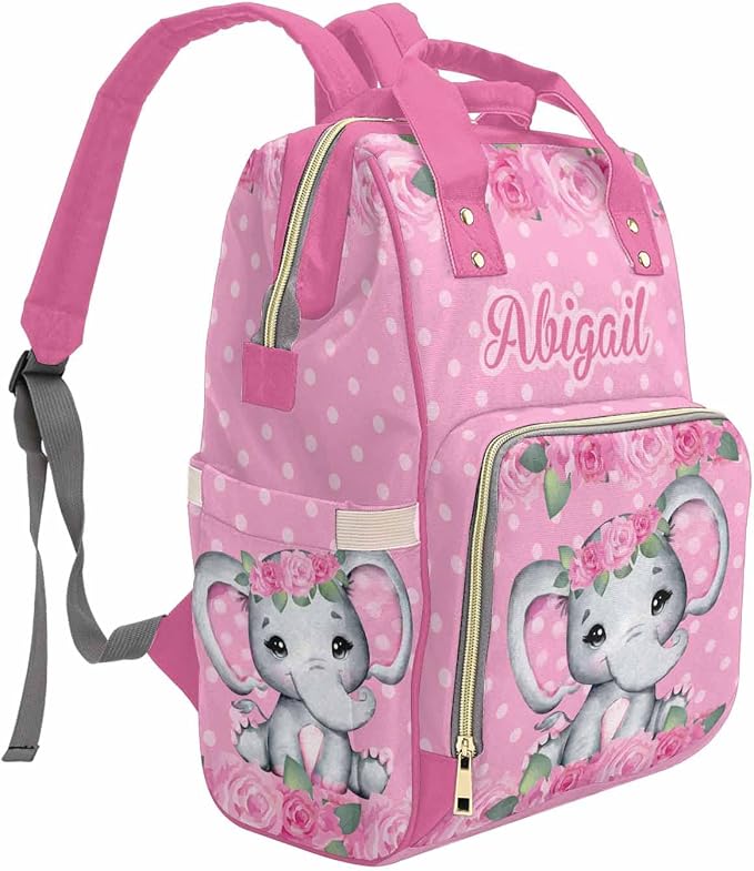 M YESCUSTOM Customized Bags Custom Pink Flower Diaper Bag Backpack with Name Personalized Multifunction Nappy Mommy Bags