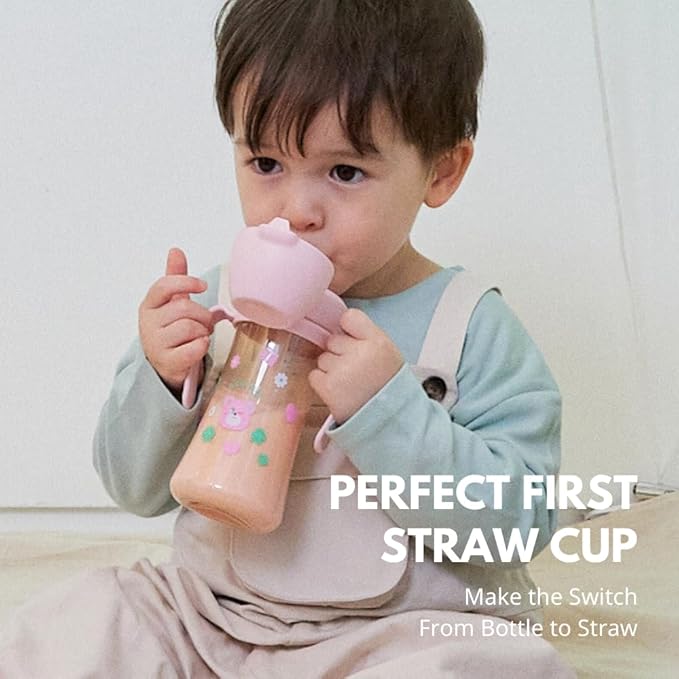 GROSMIMI x KNOTTED Flip Top Spill Proof Sippy Cup, PPSU, BPA Free, Stage 2 Straw for Toddlers (Sugar bear 10oz)