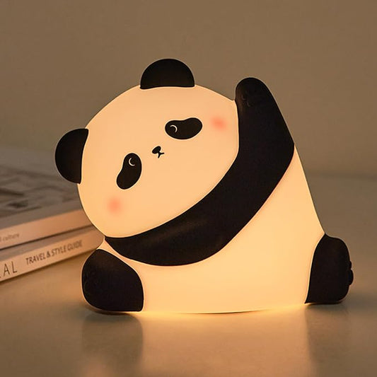 Panda Night Light for Kids, Cute LED Squishy Nursery Night Light 3 Level Dimmable Lamp, Silicone Animal Nightlight USB Charging Port Bedside Table Lamp for Toddler Baby Kids Funny Gifts Bedroom Decor