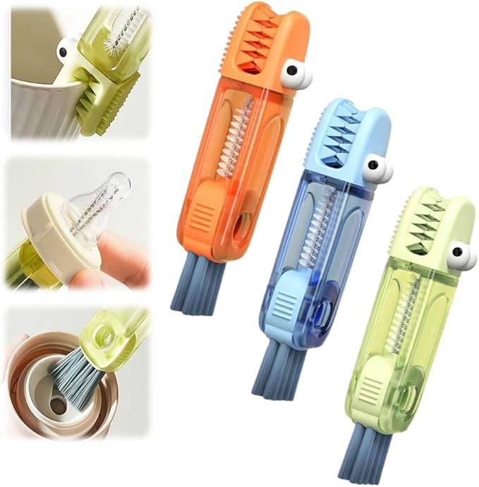 2024 New 3 in 1 Cup Lid Cleaning Brush,Crevice Cleaning Brush Set for Baby Bottle Gap Tight Spaces Cup,3 in 1 Multifunctional Cleaning Brush Portable Cup Lid Cleaner with Brush(3PCS A)
